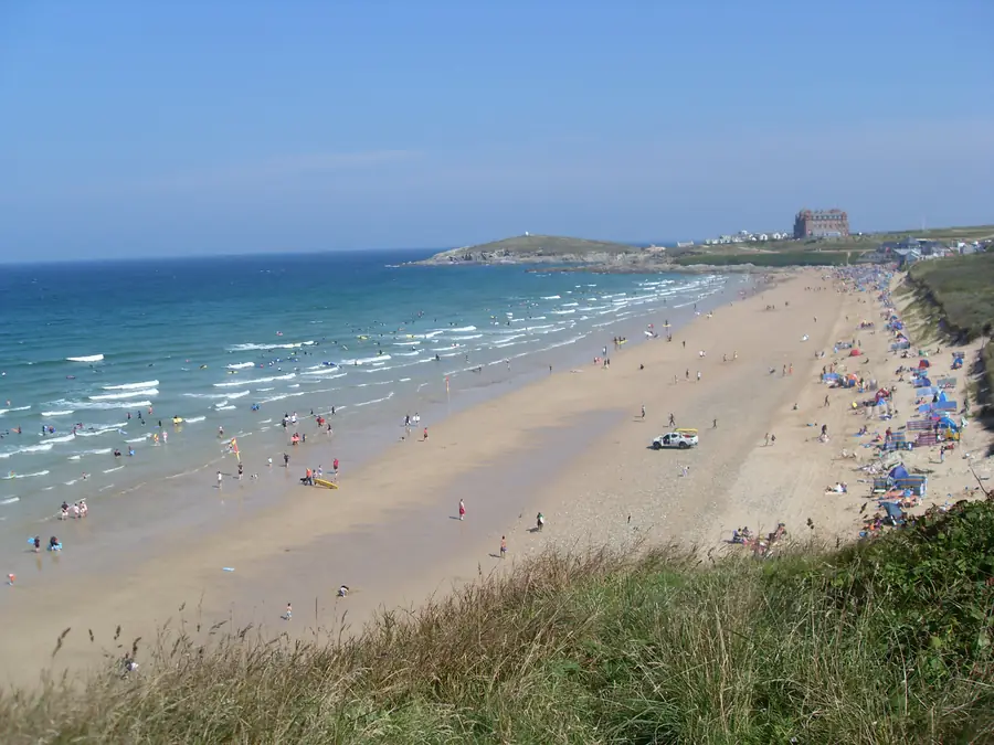 Fistral Beach and Towan Head at Newquay on the north Cornwall coast